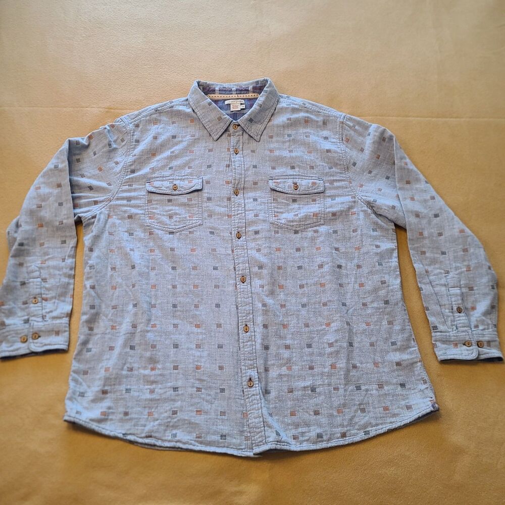 Carbon2Cobalt Men's Long Sleeve Shirt XXL Blue Geometric Double Cloth St# 133565